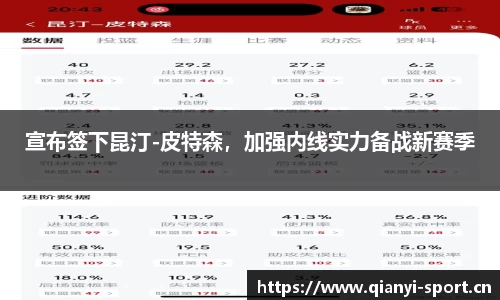 宣布签下昆汀-皮特森，加强内线实力备战新赛季