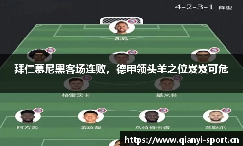 拜仁慕尼黑客场连败，德甲领头羊之位岌岌可危